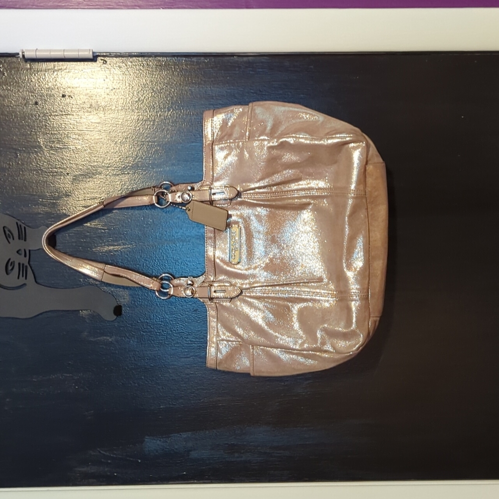 Glitter Sparkle Coach Purse, Gold/ FLAWED